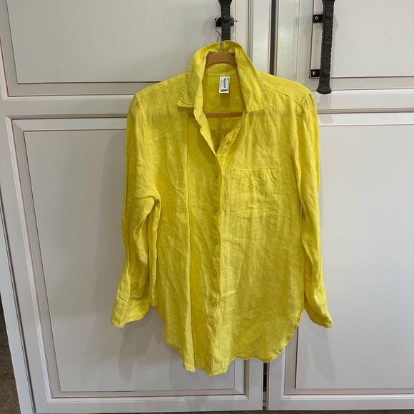 SHANI SHEMER Jonas Linen Buttoned Down Shirt One Size Cover Up (D10) - Picture 2 of 6